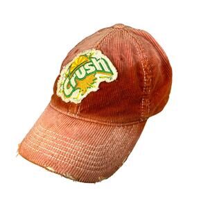 VTG Orange Crush Soda Hat Cap Corduroy Distressed Falcon Fitted  M/L Nostalgia